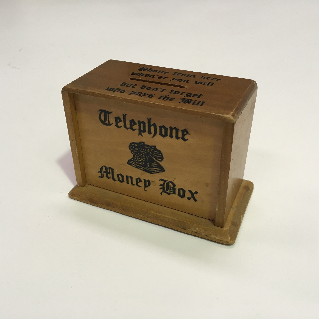 MONEY BOX, Wooden Telephone Money Box